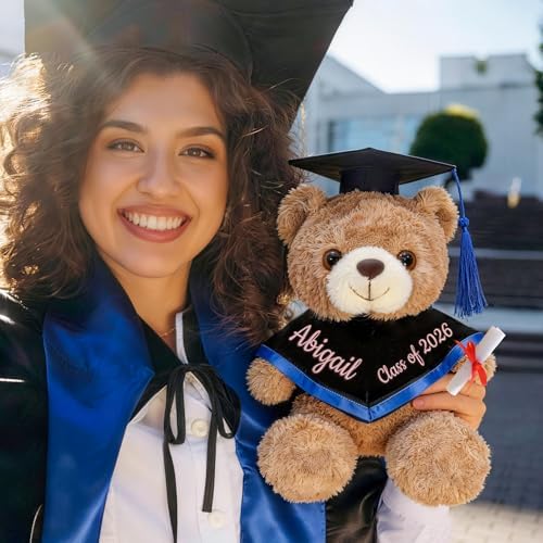 OELTTG 10'' Personalized Graduation Teddy Bear Gifts 2026 - Custom Name & Text, Graduation Gift for Her/Him, Kindergarten, High School & College Graduation Plush Bear with Cap & Diploma