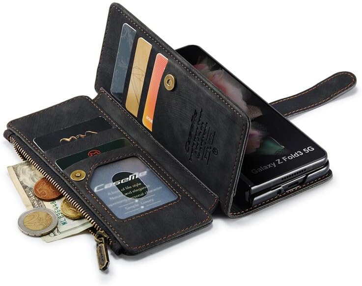 Samsung Galaxy Z Fold 6用ジェネリックレザーウォレットストラップフリップ磁気カバーケース(色:ブラウン