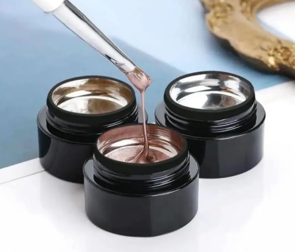 Metallic Gel Nail Polish Set, Gold Silver Rose Colors, DIY Painting Gel, 3 Pieces-image-3