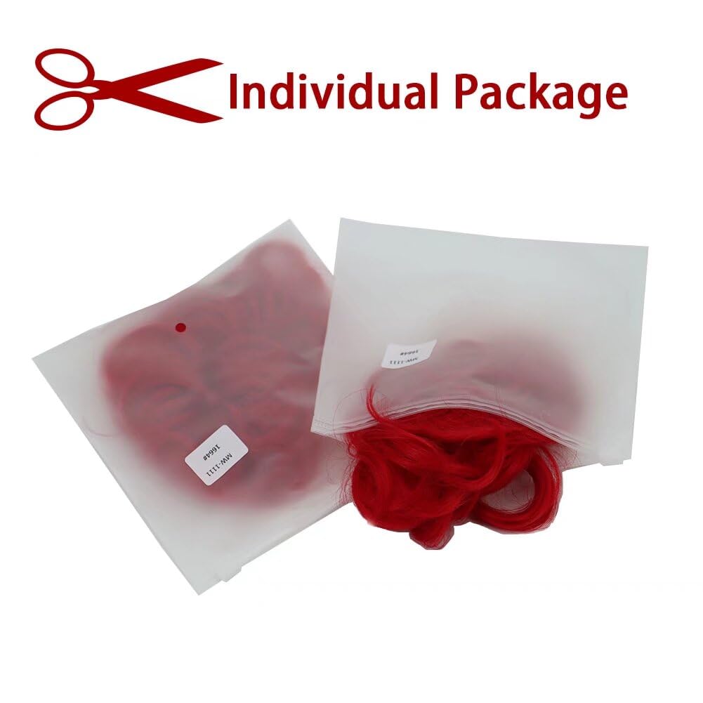 2pcs/pack Fashion Red Color Synthetic Hair Bun Extensions Messy Hair Scrunchies Wavy Hair Pieces Hair Donut Updo Ponytail Extension Hair Buns for Women Girl #1664 image 4