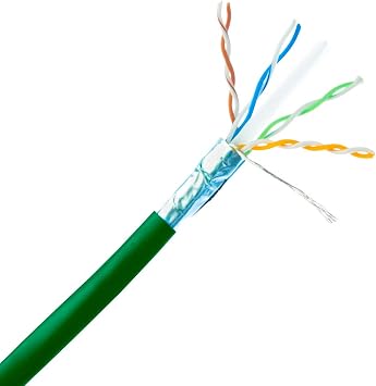 CableWholesale 1000ft Shielded Cat6 Ethernet Cable Spool, CMR Riser Rated, 23AWG Solid Bare Copper, F/UTP, 4-Pair, Green