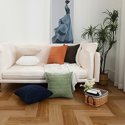 Sykting Cream Throw Pillow Covers 20X20 Inch Soft Striped Corduroy Plush Boho Farmhouse Pillow Covers Decorative For Couch Sofa Bed Living Room Pack Of 2 #TOP5