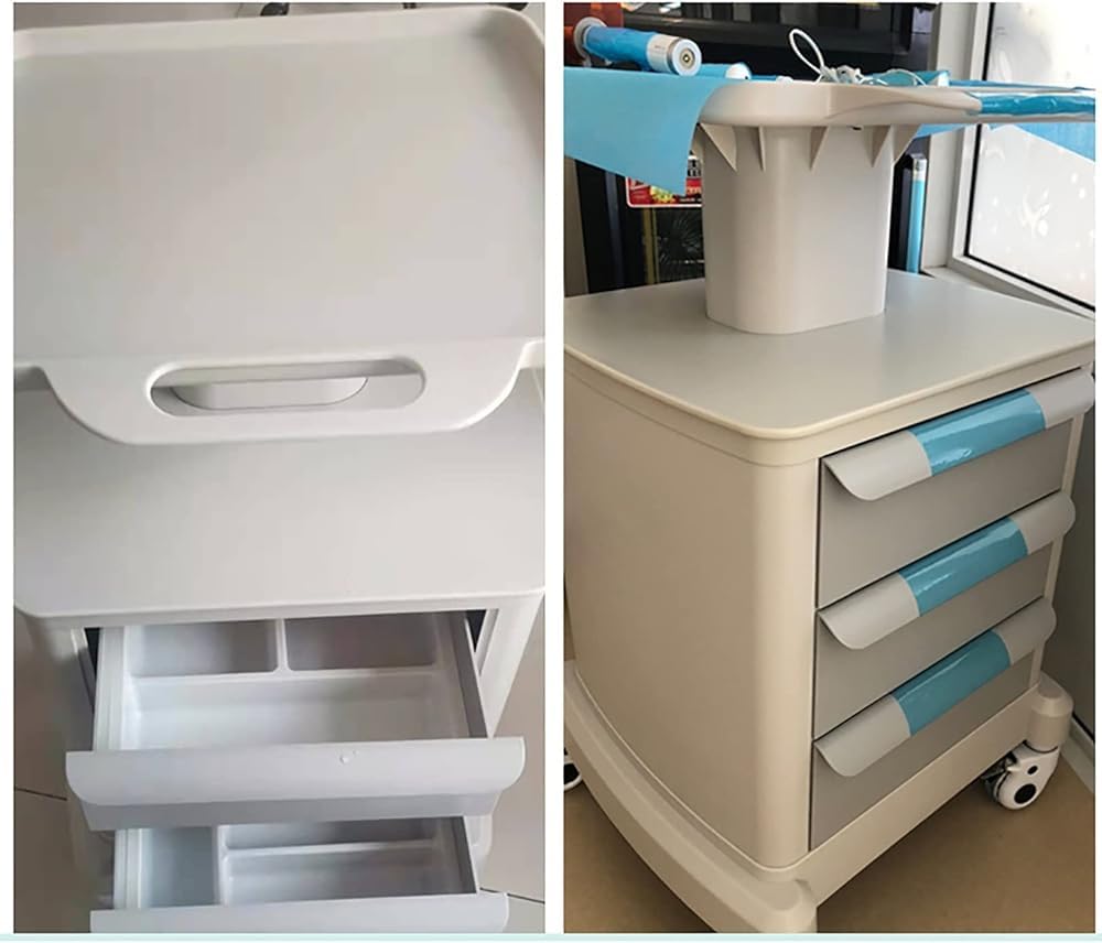 Carrito de almacenamiento móvil con ruedas y cajones para equipos médicos, herramientas de salón y suministros de oficina