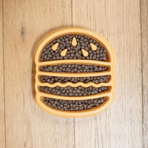 ZippyPaws Happy Bowl - Slow Feeder Dog & Puppy Bowl, Interactive Puzzle Feeder for Small, Medium, & Large Dogs, Up to 10x Slower Eating, Non Slip Base, Holds 4 Cups - Hamburger by ZippyPaws - Used condition - Image 2