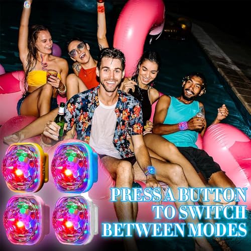 Discokugel Armband Partylicht, 4 Pack Musikgesteuert Disco Ball Licht USB Wiederaufladbar mit Saugnapf, Mini Led Licht Sternenhimmel Projektor Lampe, Disco Licht für Party Auto Tanzen DJ
