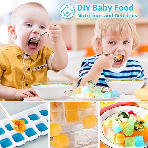 Foto von Eiswürfelform, 4er Pack Eiswürfelbehälter Silikon Mit Deckel, Quadratische Eiswürfelschalen, 14-Fach, LFGB Zertifiziert