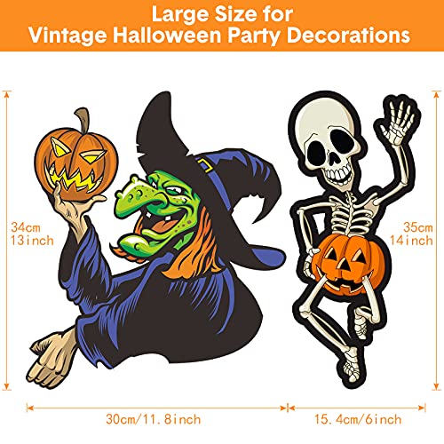 Vintage Halloween Decorations - 12 Piece Large Size Cutouts, Durable Cardboard Classic Artwork Cut Outs Old Style Halloween Elements for Window Wall Decor2