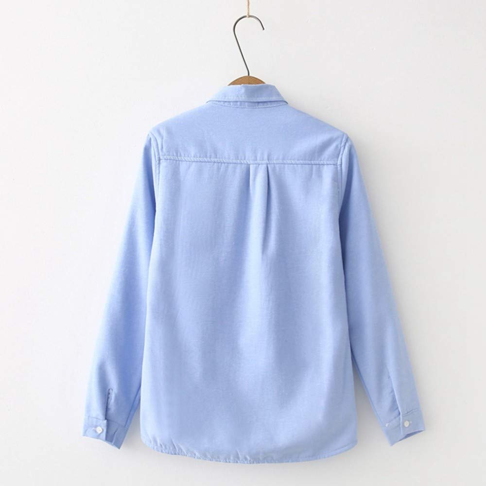 Chemise Chaude Femme,Mode Plus Velours Rembourré Dames Chemise Chaude Automne Et Hiver Candy Couleur Laine Pure Coton Doublure Femme Rétro Revers Bottoming Shirt Élégant Bleu Casual Business Par
