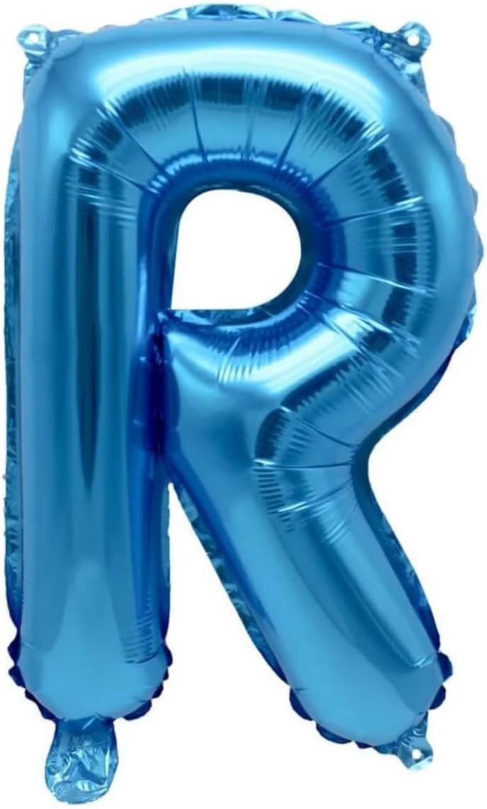 Foil Balloon Letter R Blue 40 cm - Balloon Letters Decoration Party Balloon for Air Filling, Wedding, Birthday, New Year's Eve, Gift, Baby, Advertising, Shop Window, Photo Box, Name, Word, Celebration