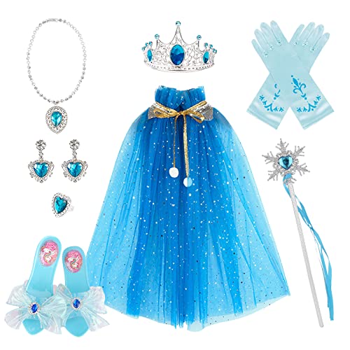 Yznlife 8 Pcs Princess Cape Set Dress Up Clothes For Little Girls Party Cosplay Cloak With Jewelry Crown Gloves Shoes #TOP25