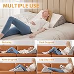 Ruqmuis Knee Pillow for Back Sleeping, 8” Knee Wedge Pillow to Elevate Knee, Leg Pillow for Back Pain Relief, Triangle Pillow, Leg Elevation Pillows for After Surgery, Blood Circulation, White/Grey - Image 2