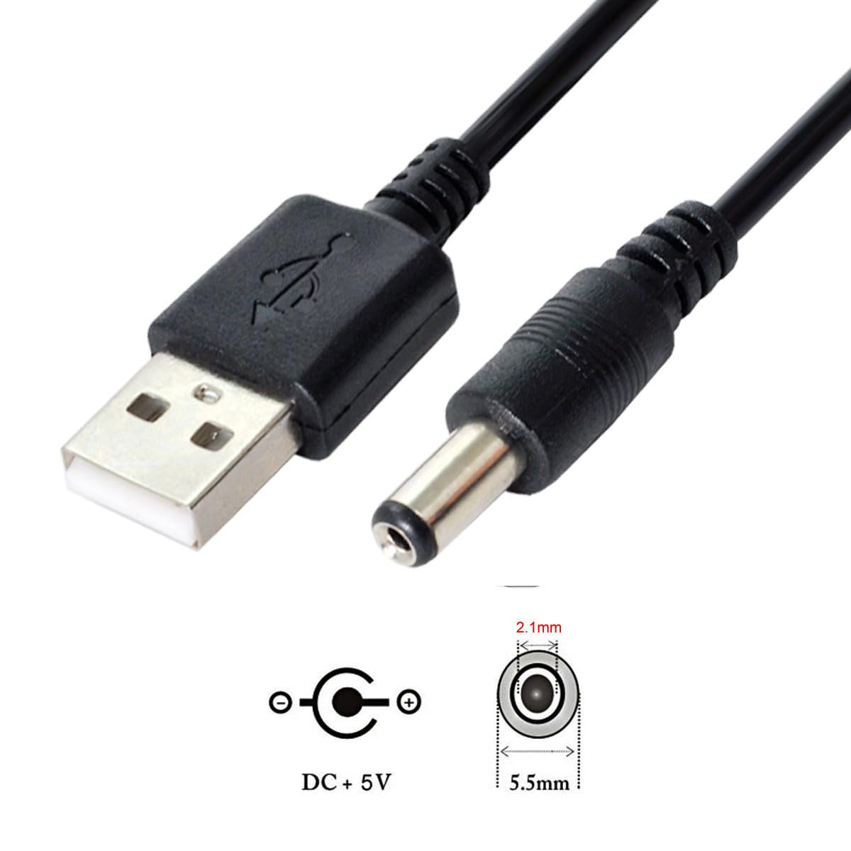 Amazon | CY DC 5 V USB 2.0 Aタイプオスto 5.5 X 2.1 MM DC電源プラグ
