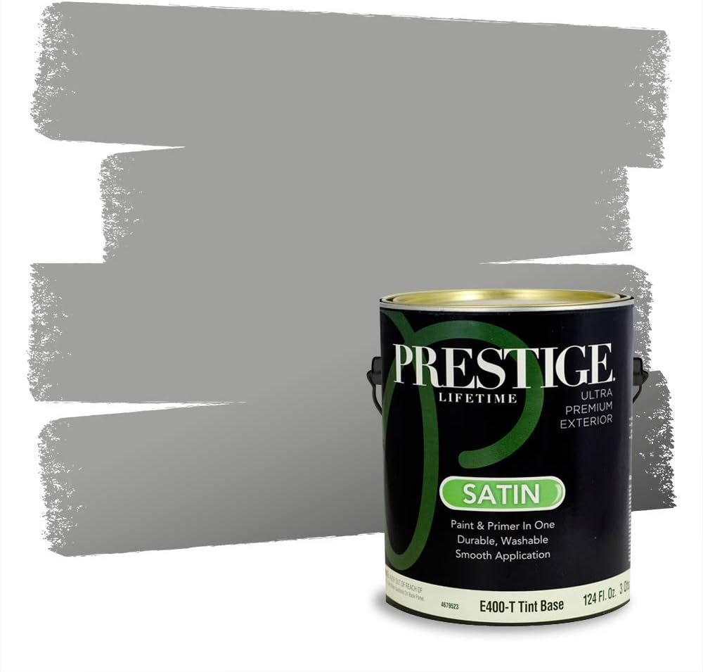 PRESTIGE Paints Exterior Paint and Primer In One, 1-Gallon, Satin, Comparable Match of Behr* Gateway Gray*