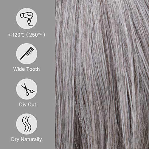 Alanhair Side Parting Short Bob Sliver Mix White Lace Front Hair Natural Glueless Wig Fashion Heat Resistant Daily And Cosplay #TOP4