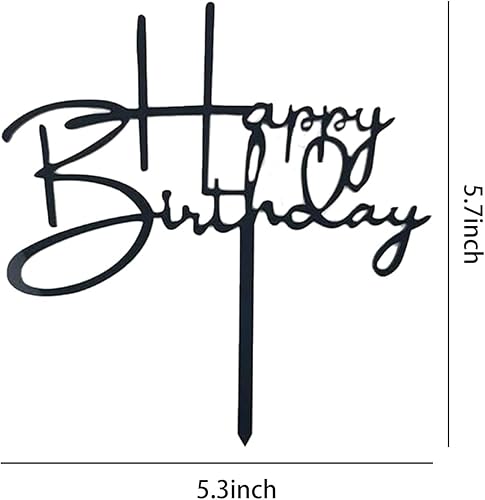 Miniatura 2 de 3 decoraciones acrílicas para tartas de feliz cumpleaños, decoración de cupcakes (negro plateado dorado)