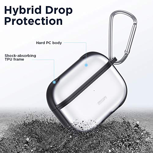 Esr Carrying Case For Airpods Pro Case 2019, Translucent Protective Pc Cover With Hybrid Tpu Frame And Keychain [Won't Affect Wireless Charging],[Fingerprint Resistant Matte Surface], Black Frame #TOP1