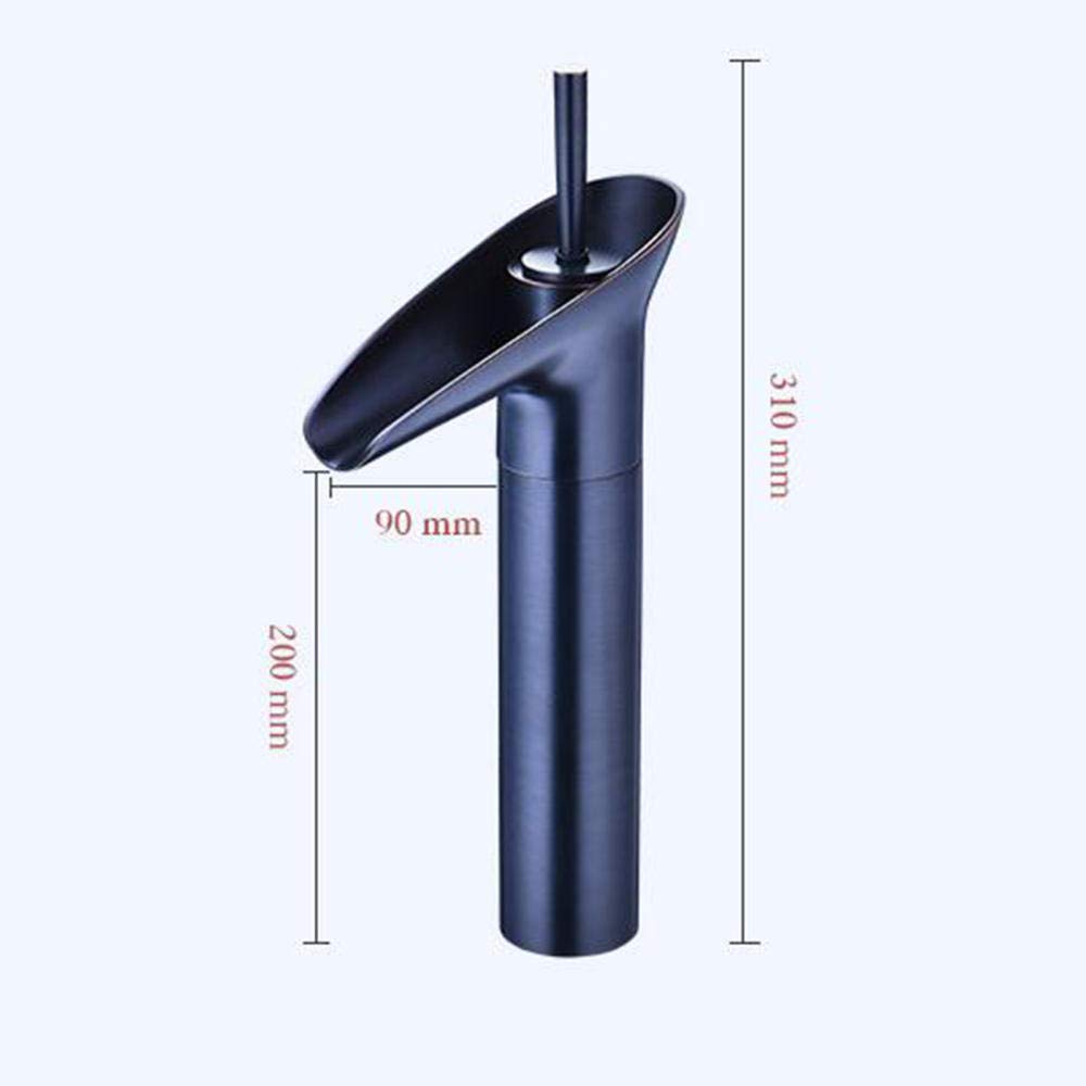 Miscelatore per lavabo Alto Rubinetto per lavabo a Cascata Rubinetto per lavabo da Bagno Antico Nero Rubinetto per lavabo in Ottone sopra Il bancone Rubinetto per Bagno Caldo e Freddo