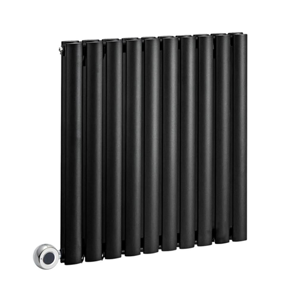 Milano Aruba 800W Black Horizontal Double Oval Panel WiFi Electric Radiator - 635mm x 590mm