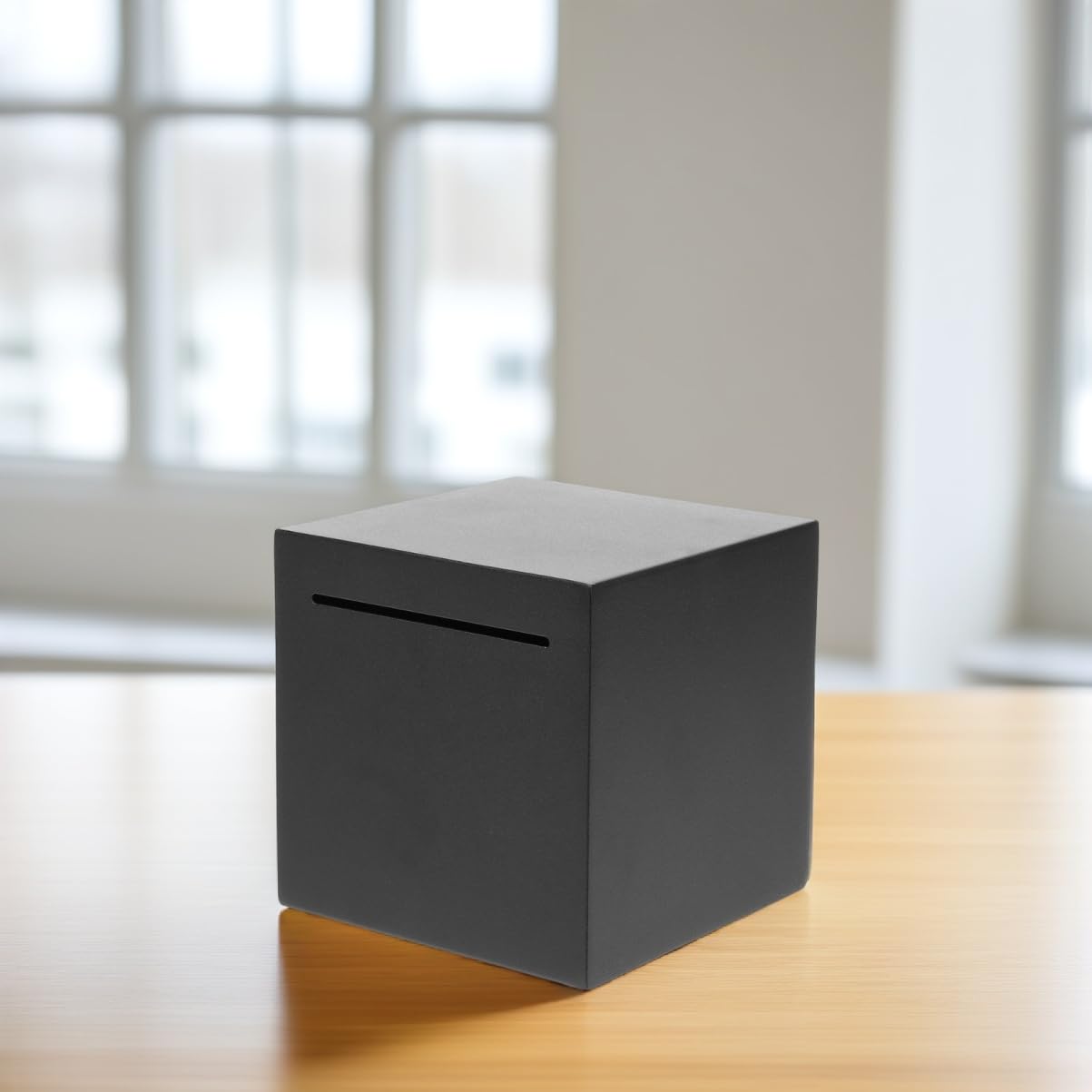 Tirelire en Acier Inoxydable Noir Tirelire Bureau Banque Monétaire Compacte Difficile à Ouvrir Boîte à Économies Portable pour Adultes