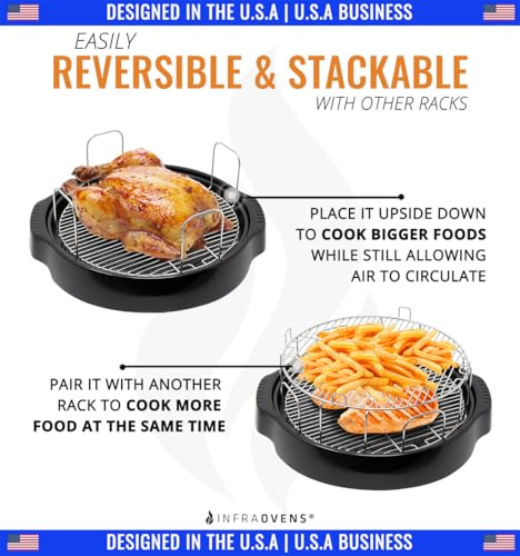 4 inch Stainless Steel Grill Rack Compatible with NuWave® Oven Pro, Primo, NutriChef, Black Decker | Reversible Grate Accessory for Cooking, Baking, Cooling in Infrared Kitchen Convection Toaster Oven