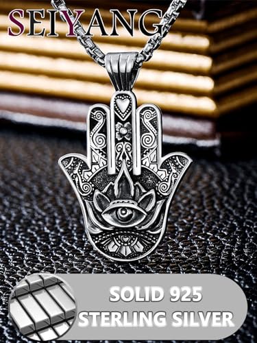 Seiyang Buddhism Neckalce 925 Sterling Silver Om Lotus Pendant Jewelry for Men Women With 2.5mm 22+2 IN Rolo Chain (with Gift Box)4