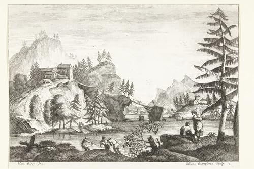 Cuadro moderno para salón con diseño de pintura al óleo clásica de paisaje con río 60x90cm
