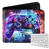 Kids Wallet for Boys Teen, Cool Boy Wallet for Kids Age 6-8 9-12 12-14, Funny Bifold Leather Purse, Small Wallets with Coin Pocket for Childrens Birthday Christmas Gifts (Purple Gaming Console)