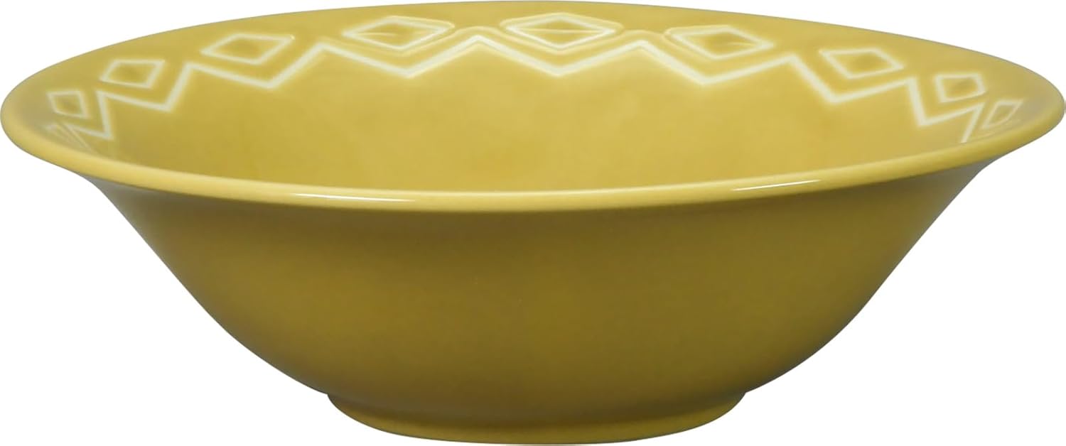 Yamaka Shoten YMK82-350 Salad Bowl, Cereal Bowl, Dish, Microwave Safe, Dishwasher Safe, 6.3 inches (16 cm), Komon Rhombide, Yellow, Mino Ware, Made in Japan