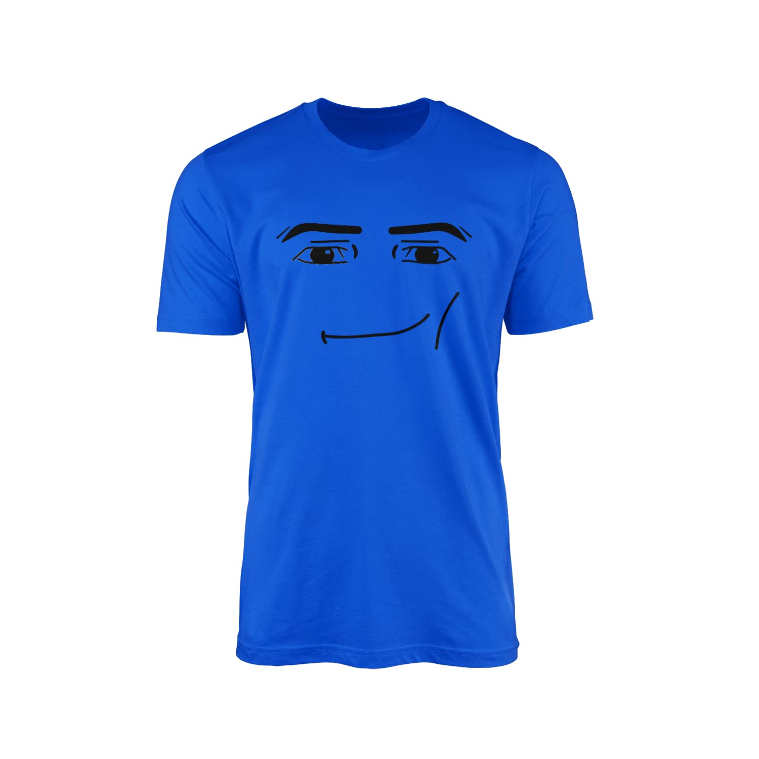 Roblox Face T-Shirt - Video Game Avatar Merchandise Gift Present Idea Christmas Gamer 100% Combed Cotton High-Density Extreme Comfort High Stitch Density (Royal Blue, Small)