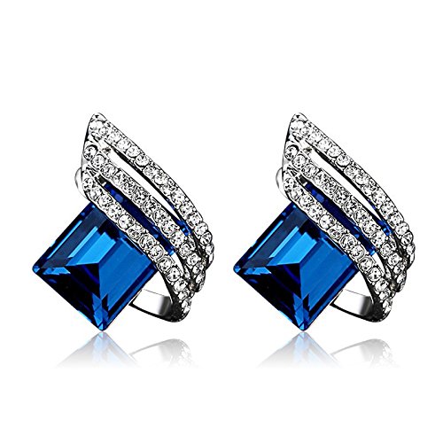 Shining Diva Fashion Blue Crystal Stylish Earrings for Women and Girls