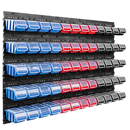 60 Stapelboxen Wandregal 120x80cm Klarsichtdeckel Sichtlagerkästen Kunststoff Lagersystem Stapelboxen Schüttenregal Sichtlagerkästen