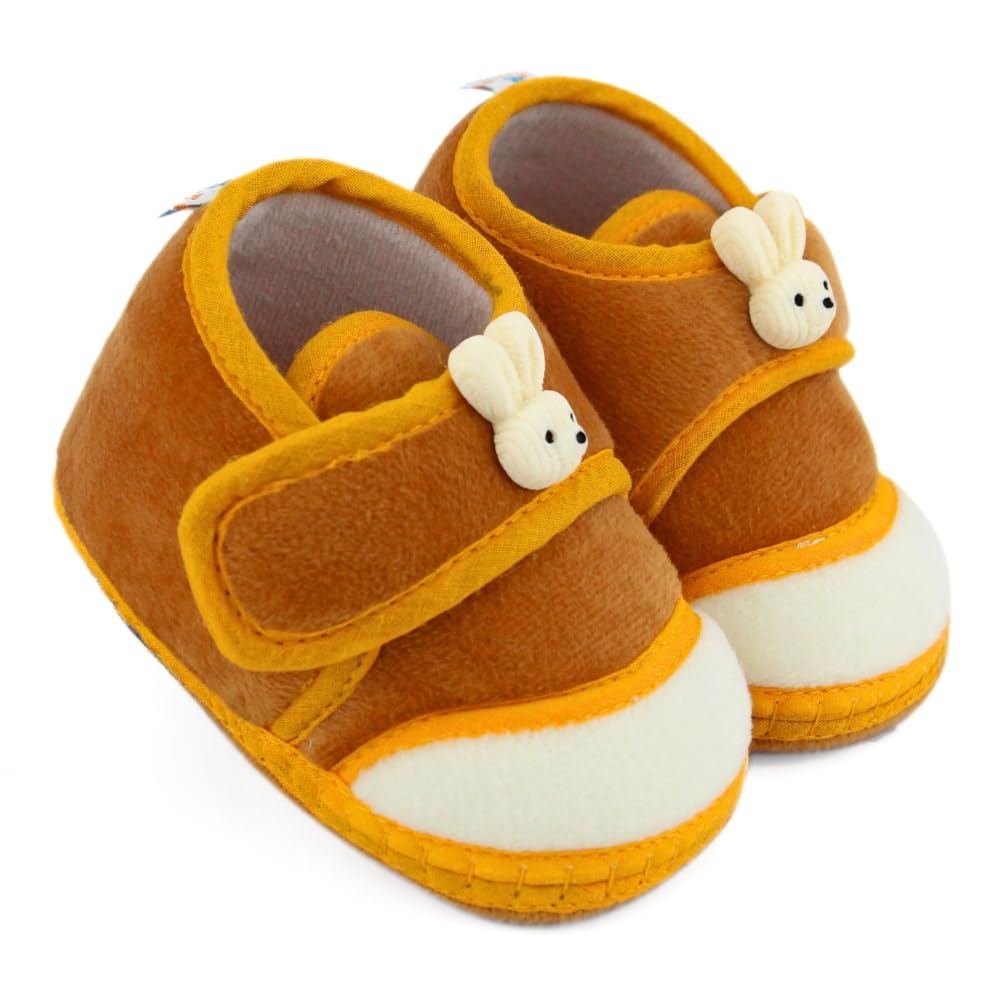 neska moda 6 To 12 Months Baby Boys & Baby Girls Velboa Rabbit Face Brown,White Hook & Loop Shoe Booties-BT5613-picture-48