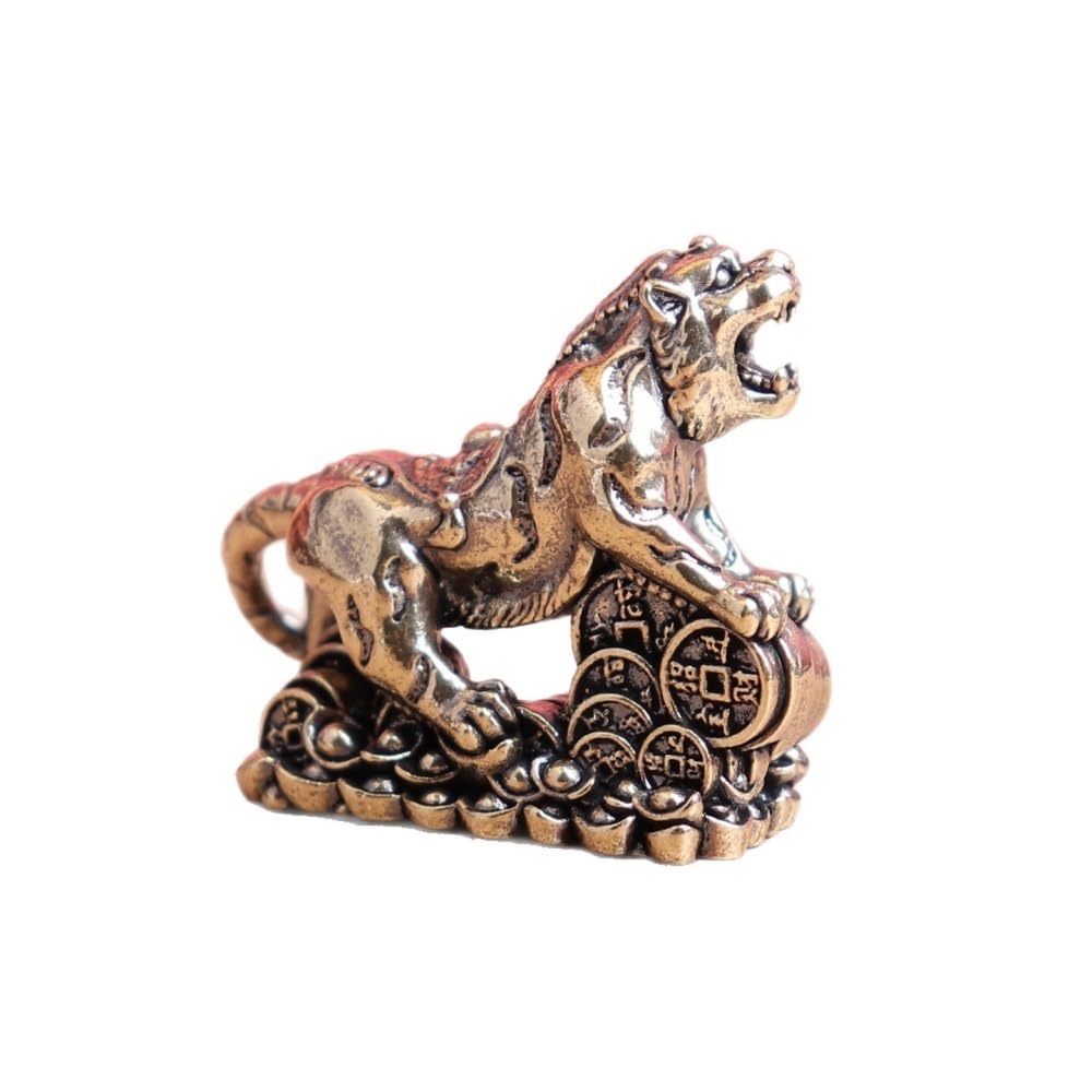 Huffa Brass Pure Tiger Ornament Retro Home Decoration Desktop Tea Pet Craft