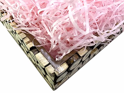 Image of Eco Sarras Thin Shredded Paper Crinkle Paper Grass Strips Gift Tray Decoration,Gift Hamper Decorations,Gift Box Fillers,Wedding Birthday&Valentines Day Gift (2000 Grams / 2 Kg,Light Pink,Pack of 1)