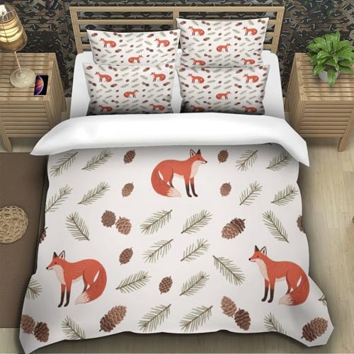 Parure de lit microfibre 220x240 housse couette imprimée renards 3D - 5