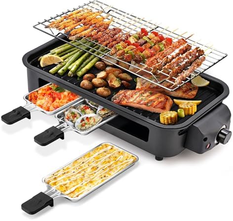 Pukomc Electric Indoor Grill,2 in 1 Indoor Grills for Kitchen wit...