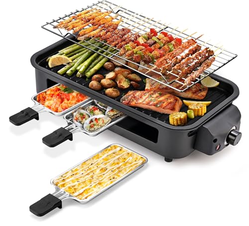 Pukomc Electric Indoor 2-in-1 Grill with Removable Plates
