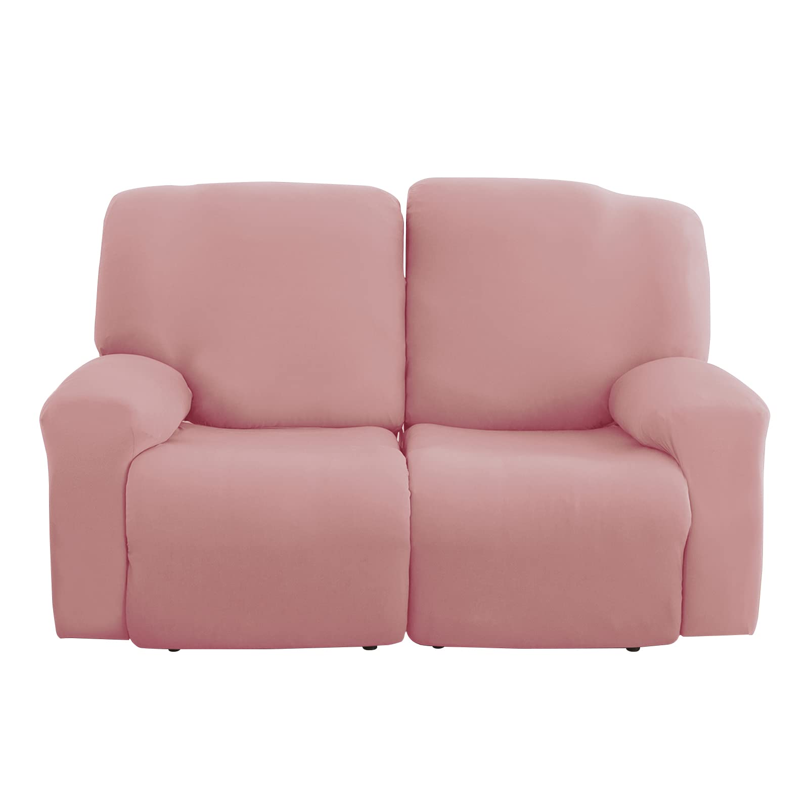 MUPOO Recliner Slipcover,Sofa Slipcover Couch Covers Stretch Armchair Cover,Non-Slip Furniture Protector Elastic Spandex Soft Recliner Chair Protector with Side Pocket(6PCS, 2 Seater Pink)