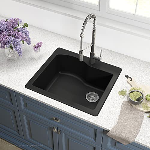 Kraus Kgd-441 Quarza 25-Inch Dual Mount Single Bowl Granite Kitchen Sink In Black #TOP2
