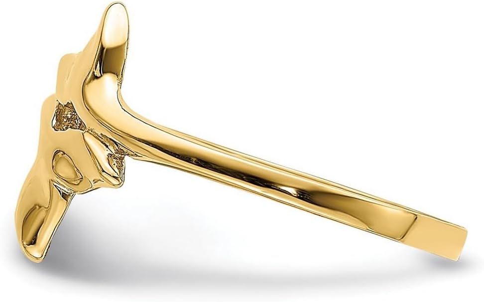 JewelryWeb 14k Yellow Gold Solid Polished Double Whale Tale Ring Size 7.00 Ring for Women - Image 4