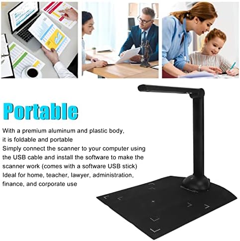 Book Scanning Camera, 10MP Document Scanner Portable Multi-Language OCR Real-time Projection for Office for Book