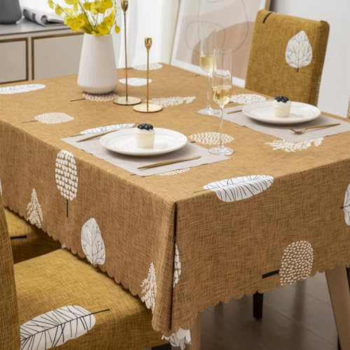 Image of Styleys Dining Chair Cover with Table Covers for Kitchen Waterproof Dining Table Cloth (1 Table Cover + 6 Chair Cover, Mustard Flower, CTSD3130)