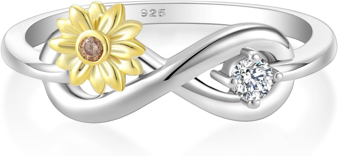 STARCHENIE 925 Sterling Silver Infinity Sunflower Ring for Women Size 5-10 - Image 2