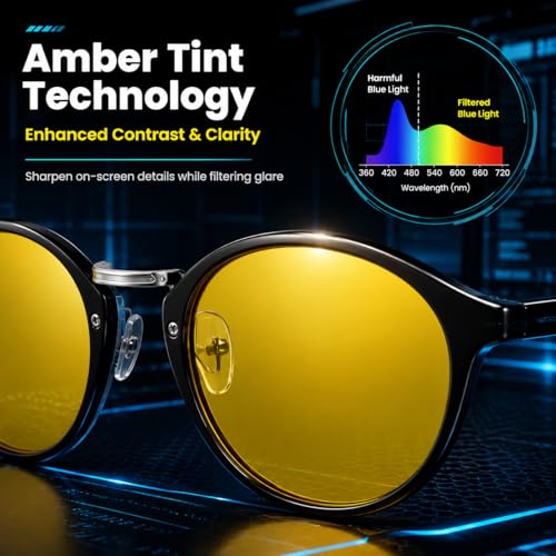 Image of Cyxus Yellow Gaming Blue Light Glasses for Men Women Reduce Eye Strain 8065Y01