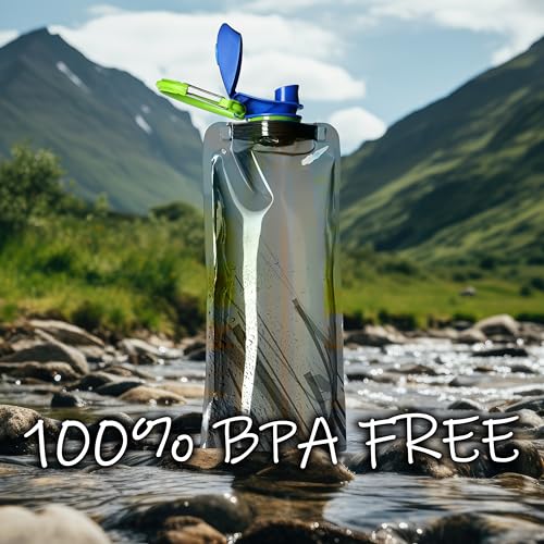Ganzoo Trink-Tüte Festival mit Karabiner, 3 Stück, Trinkflasche 700 ml, faltbar, Wasser-Flasche 0,7 Liter, Behälte, Beutel, Trinkblase für Festival, Outdoor Camping Sport Flasche