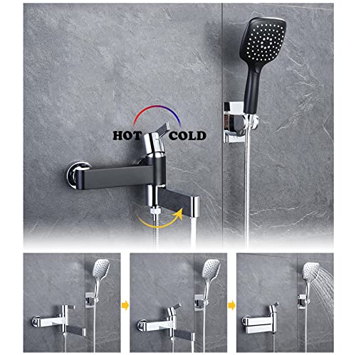 Mitigeur de baignoire mural eau chaude froide avec bec rabattable chrome - 5