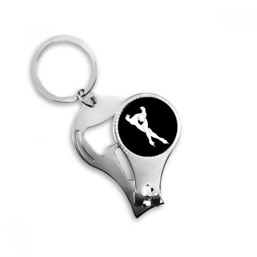 Cadeau patinage noir porte-clés décapsuleur coupe-ongles silhouette - Idée originale sports d'hiver