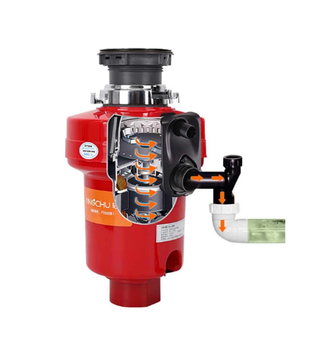 Durable Broyeur de déchets Alimentaires avec Interrupteur Air Protection Anti-surchauffe et Anti-Surcharge Protection Anti-Bruit Cuisine, Red