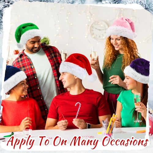 Image of Vicenpal 20 Pcs Santa Hats Bulk Plush Christmas Hats for Adults Women Men Holiday Party Costume(Multicolor)