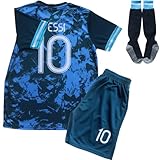 Necm Leo. #10 Away Kids Football Soccer Jersey/Shorts/Socks Kit Youth Sizes (Blue, 30 (12-13 Years))